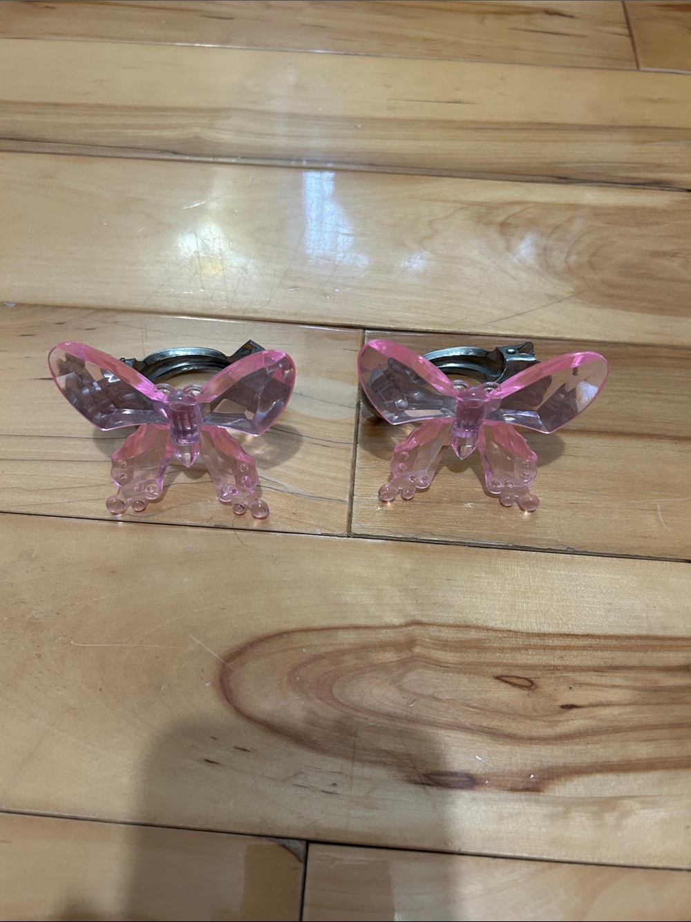 Pink Crystal Butterfly Curtain Clips